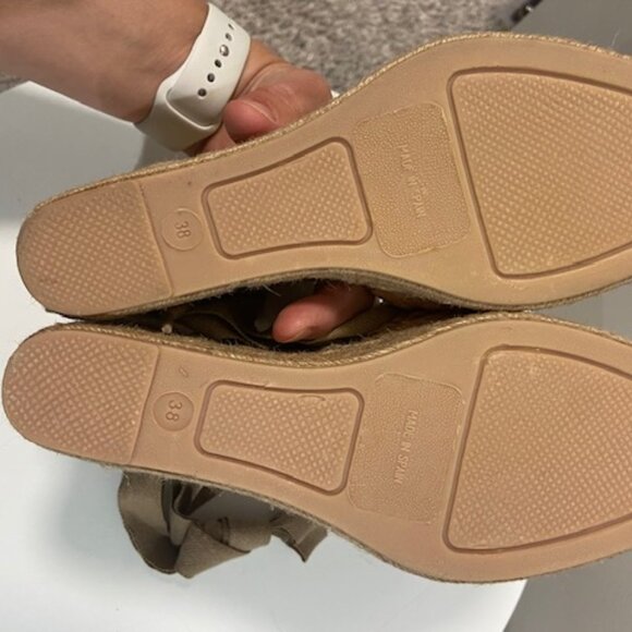NWOT⭐️ Maypol Espadrilles Platform Wedge Silk Blush/Taupe Lace Up -8 - Picture 7 of 9